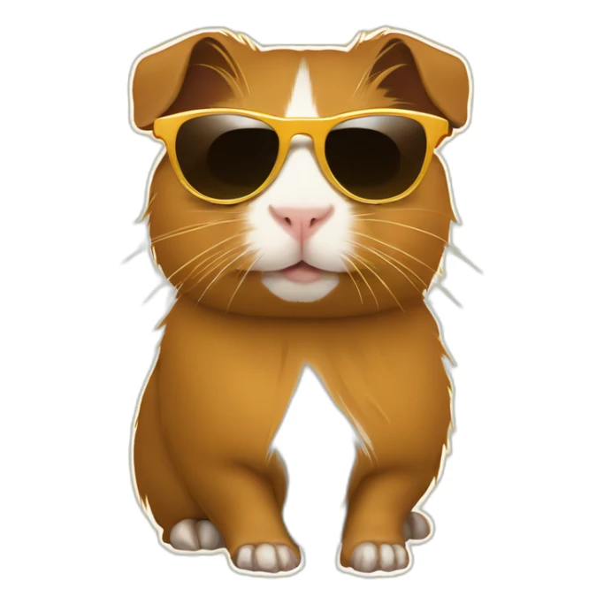 Golden abyssinian guinea pig sunglasses sticker