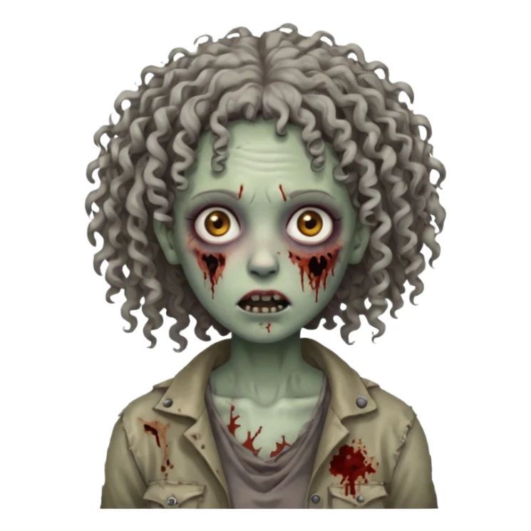 woman curly haired zombie sticker