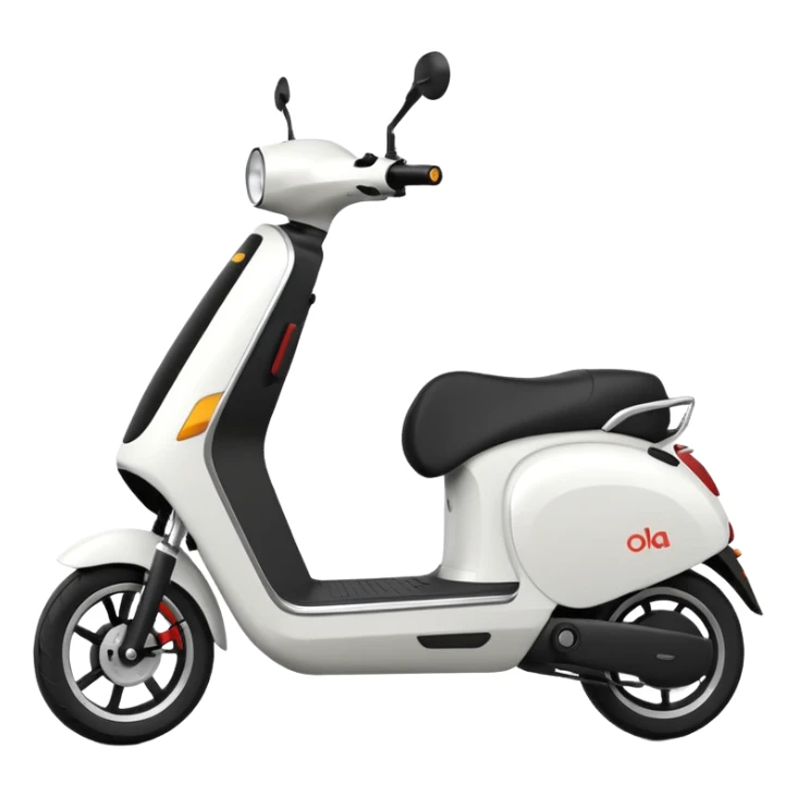 Make a emoji of a electric scooter white and black colour named ola sticker