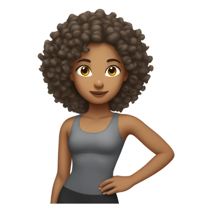 mixed race girl with curly hair doing pilates sticker