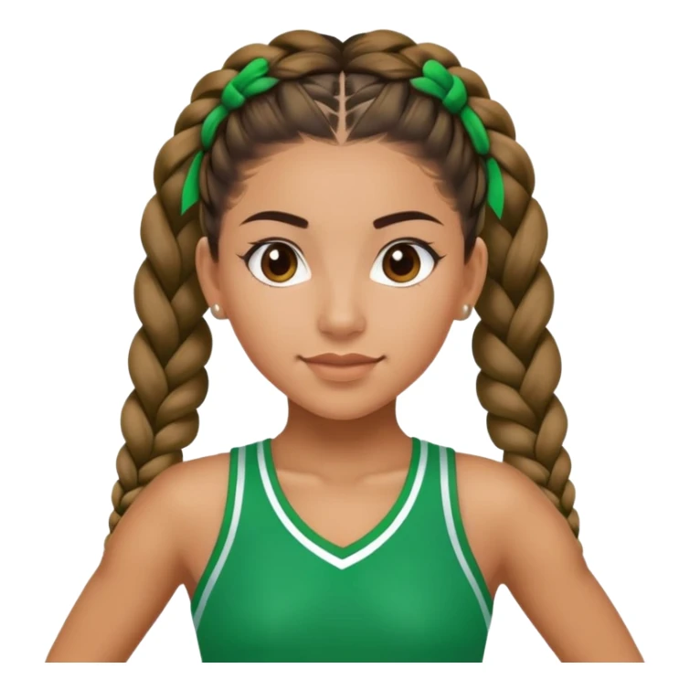 Hispanic cheerleader with braids in green sticker