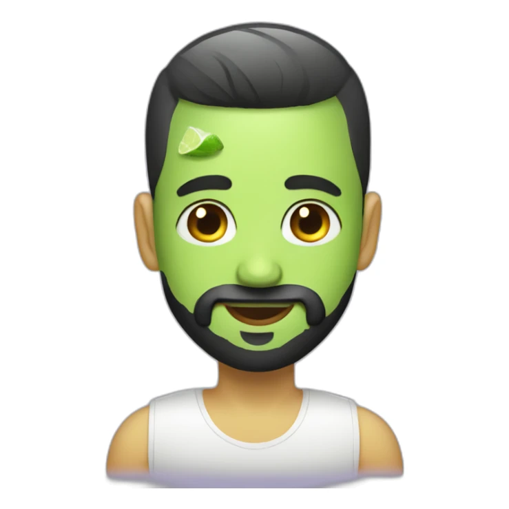 shaved hair boy with black beard with mojito sticker