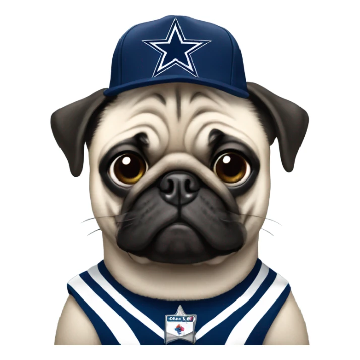 Pug with a Dallas cowboys jersey  sticker