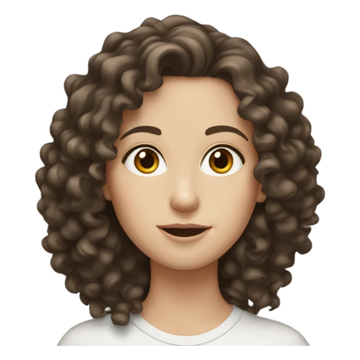 White girl with dark brown curly hair  sticker
