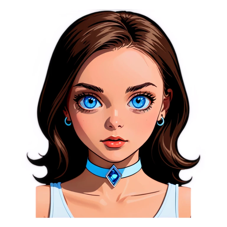 blue eyed girl with choker sticker