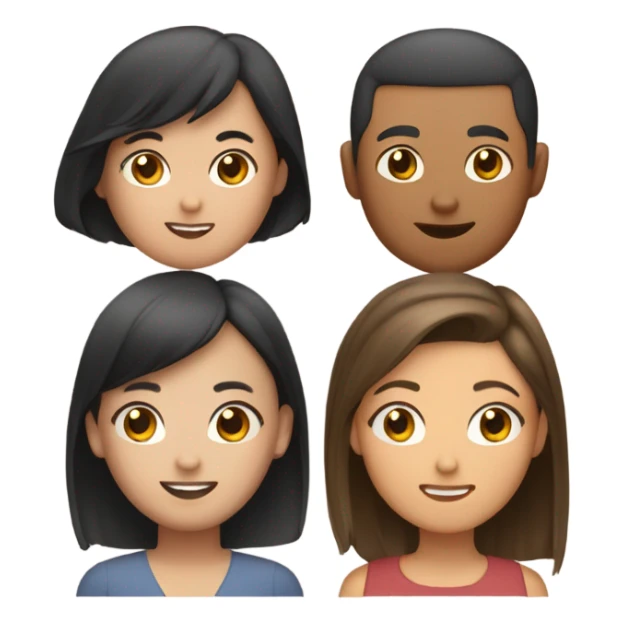 One Asian girl one brunette one Latina and one boy buzz cut  sticker