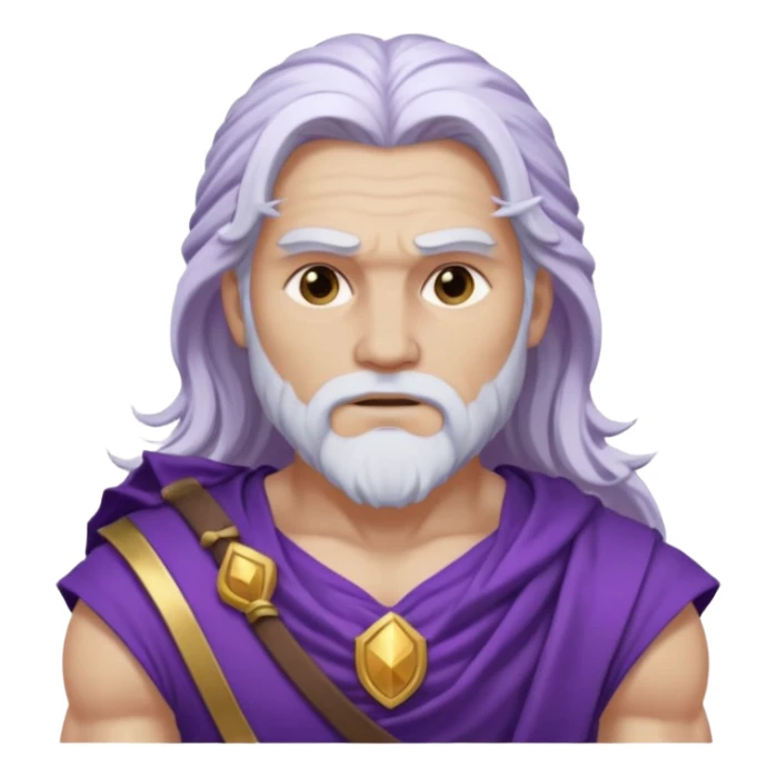 Jupiter, Thunder God from Rome Mythology with long white hair, purple and white outfit sticker
