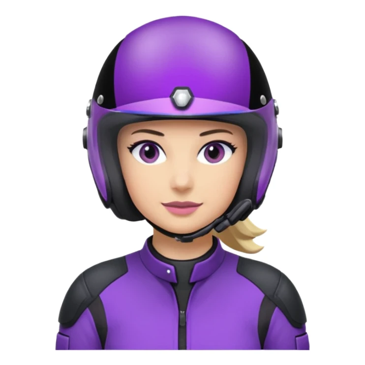 Créer un emoji copiable sur mon système iOS avec une moto mt07 noir mate / violet plus foncé que tu as et iridescent. le style de la mt07 doit être en sport. Avec pilote dessus visière violet bulle de la moto violet aussi. Avec fond arrière  violet  sticker