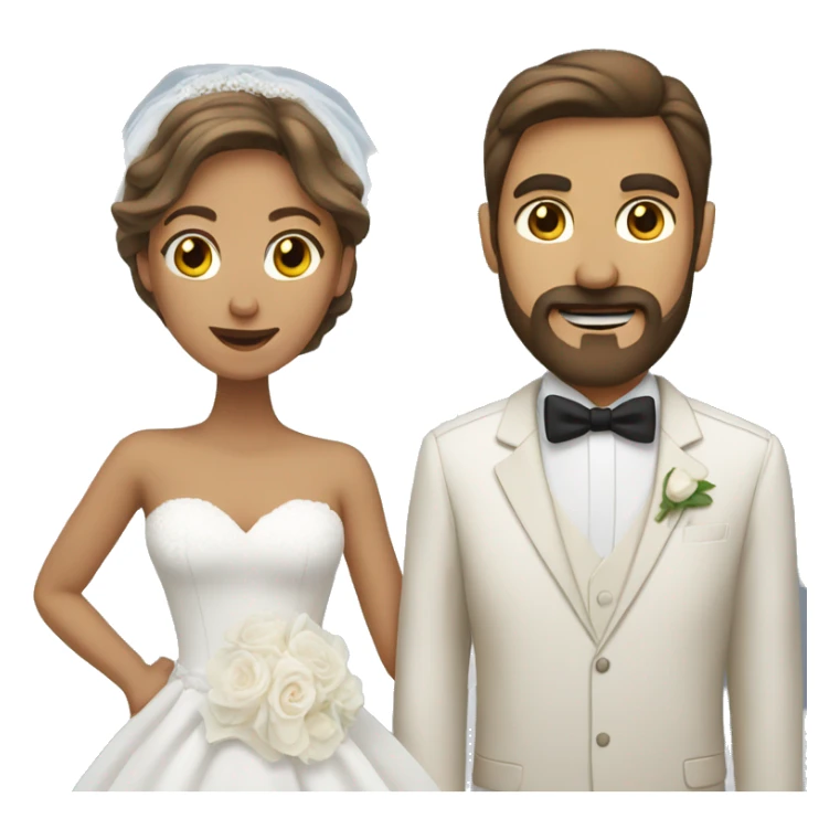 Tan woman bride and white husband with brown hair, beard, and mustache  sticker