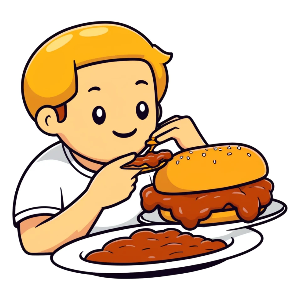 person eating sloppy joe sticker