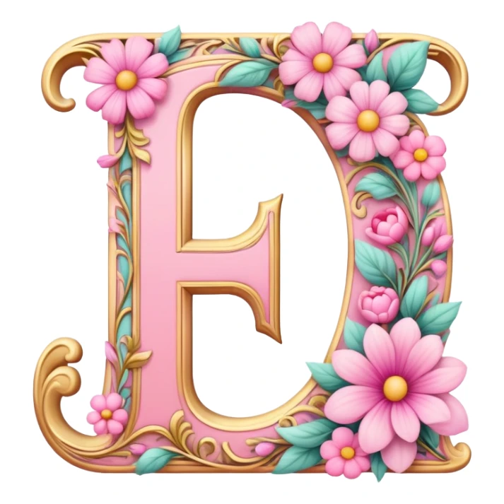 Pink, romantic, flowery, the letter “F” sticker