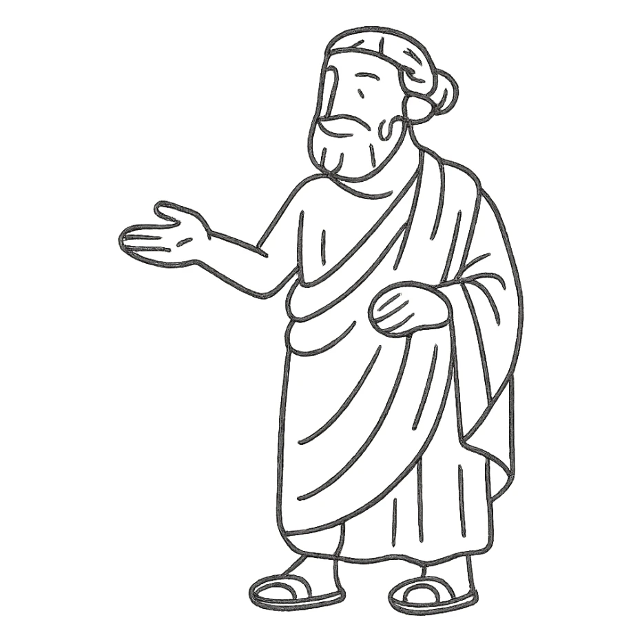 Greek person in robe hand-drawn outline sticker