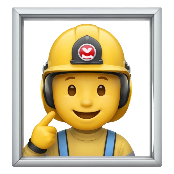  smile emoji wearing helmet licking a window sticker