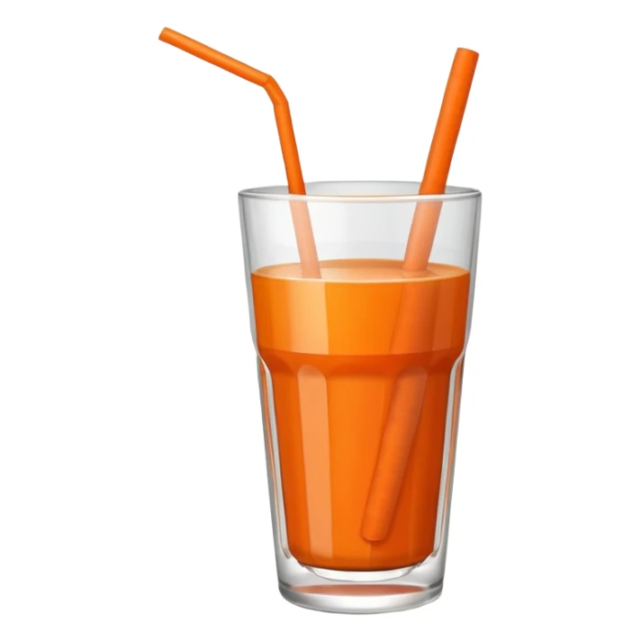 a glass of carrot juice with a straw, simple, clear sticker