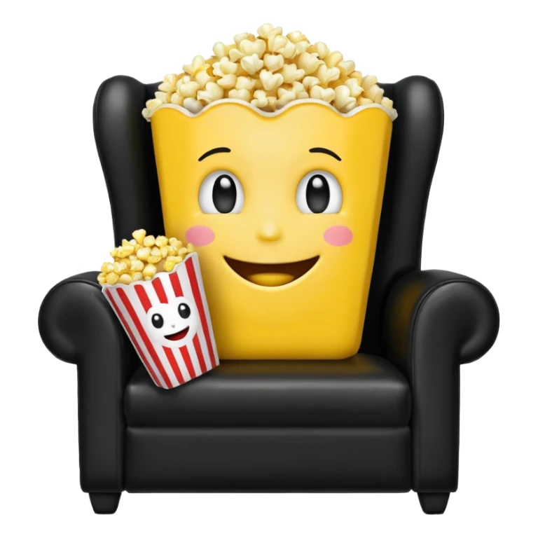 An emoji eating popcorn sitting on a recliner  sticker