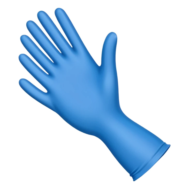 Single Blue latex glove being snapeed on sticker