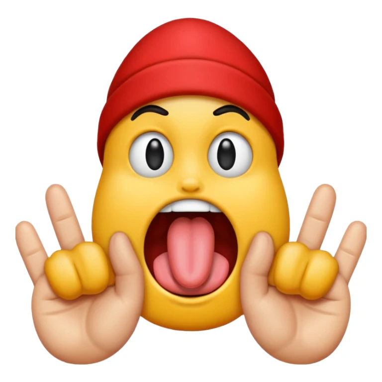 Tongue sticking out between two fingers sticker