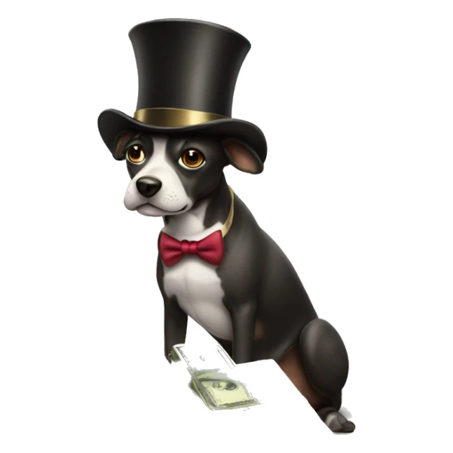 Rich dog with tophat and money  sticker