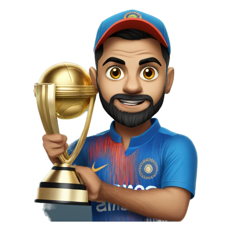 Virat Kohli with t20 WC Trophy   sticker