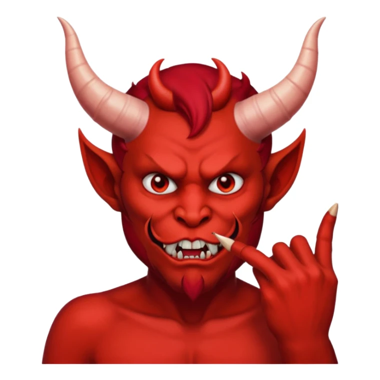 Creppy devil and shushing someone  🤫 like there figer over there mouth  like there lip is closed and the figers over sticker