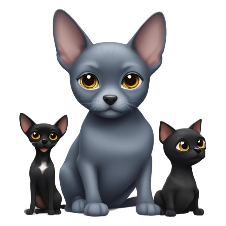 a big russian blue cat and two small black chihuahuas sticker