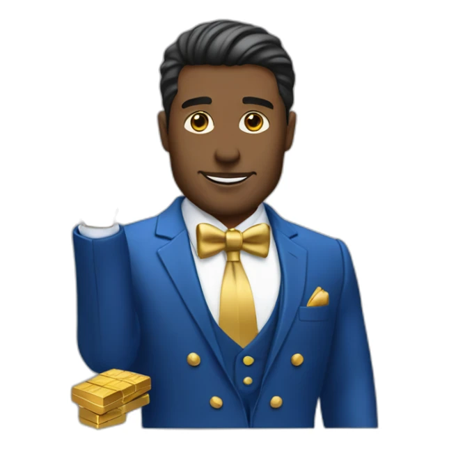 Posh-man-with-blue-suit-offering-goldbar sticker