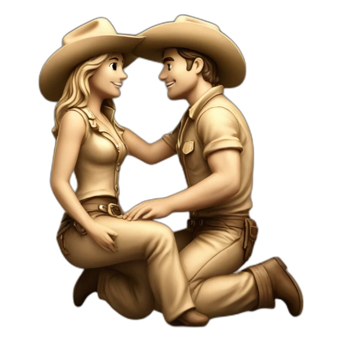 cowgirl position statue with two persons in love sticker
