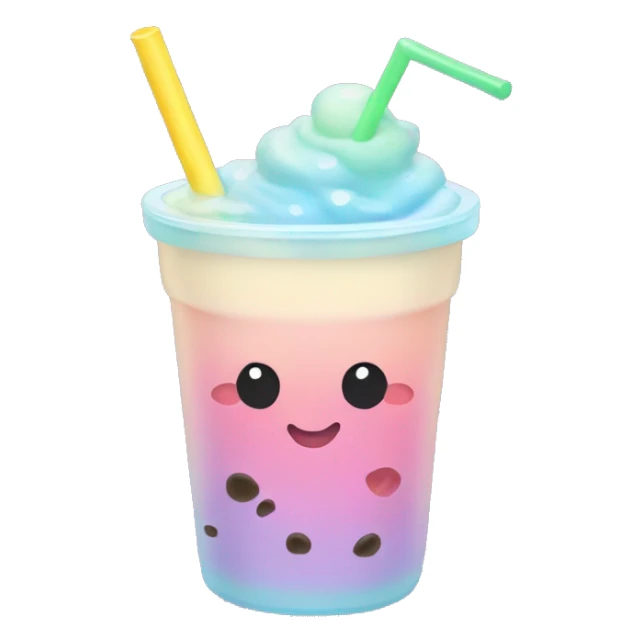 Pastel rainbow boba tea sticker