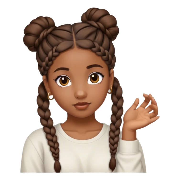 cute brown girl with braid buns hip-hop style sticker