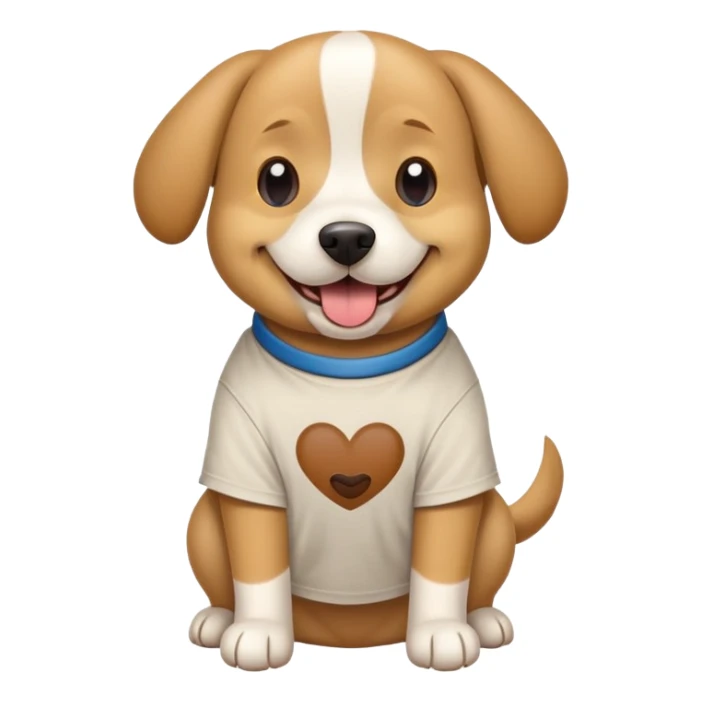 A Durbin dog wearing a T-shirt sticker