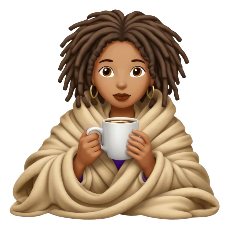 Black woman with locs inside blanket sipping coffee  sticker
