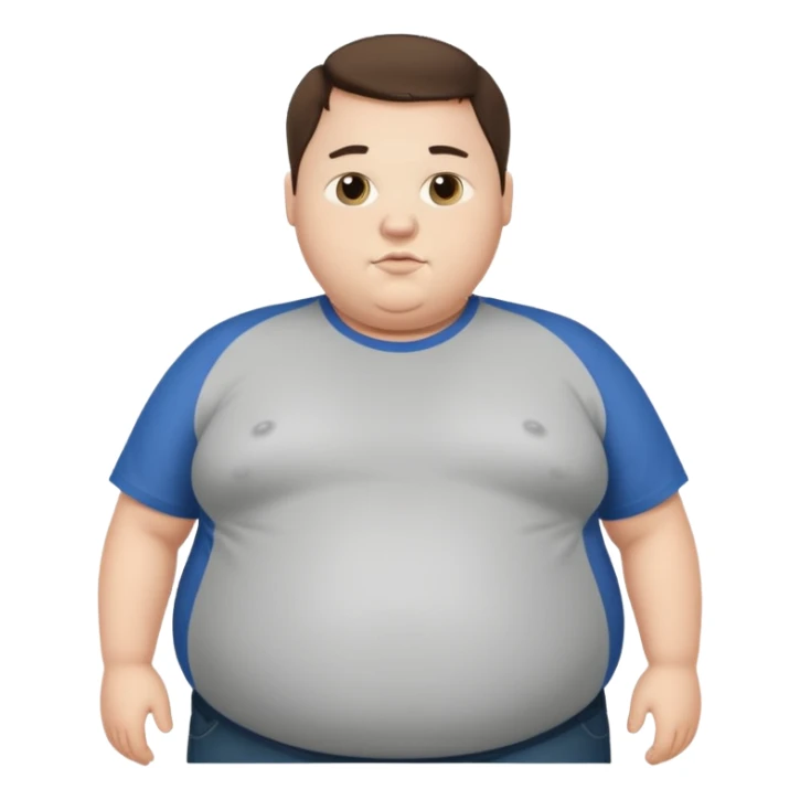 obese 20 year old brunette white male with large belly showing sticker