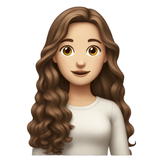 white girl with long wavy brown hair with brown eyes sticker