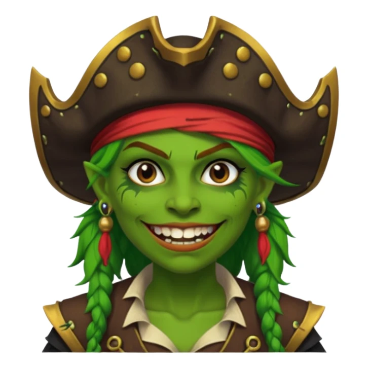 ork pirate woman long teeth sticker
