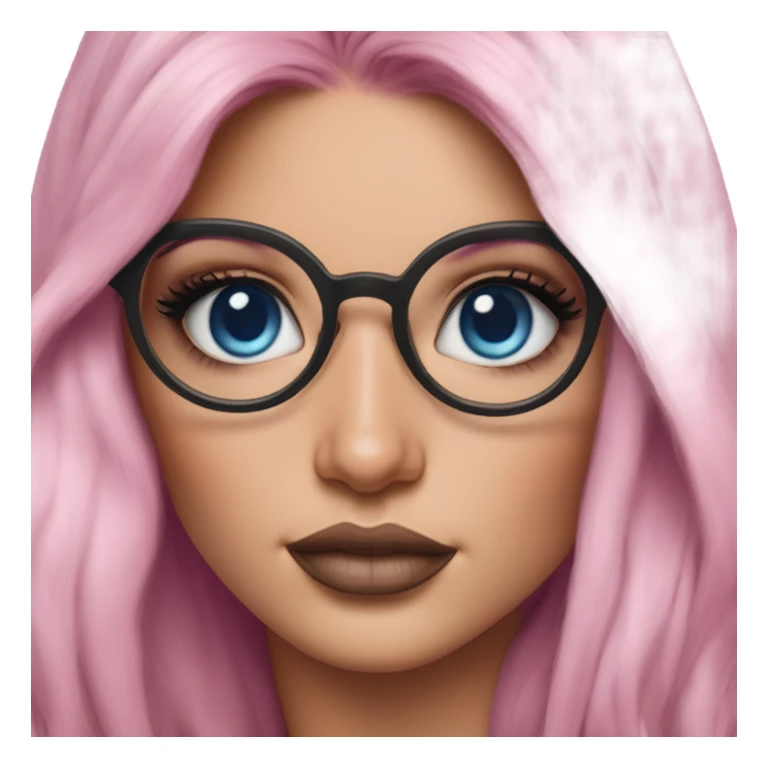 Hyper Realistic kylie jenner pink hair blue eyes and glasses  sticker