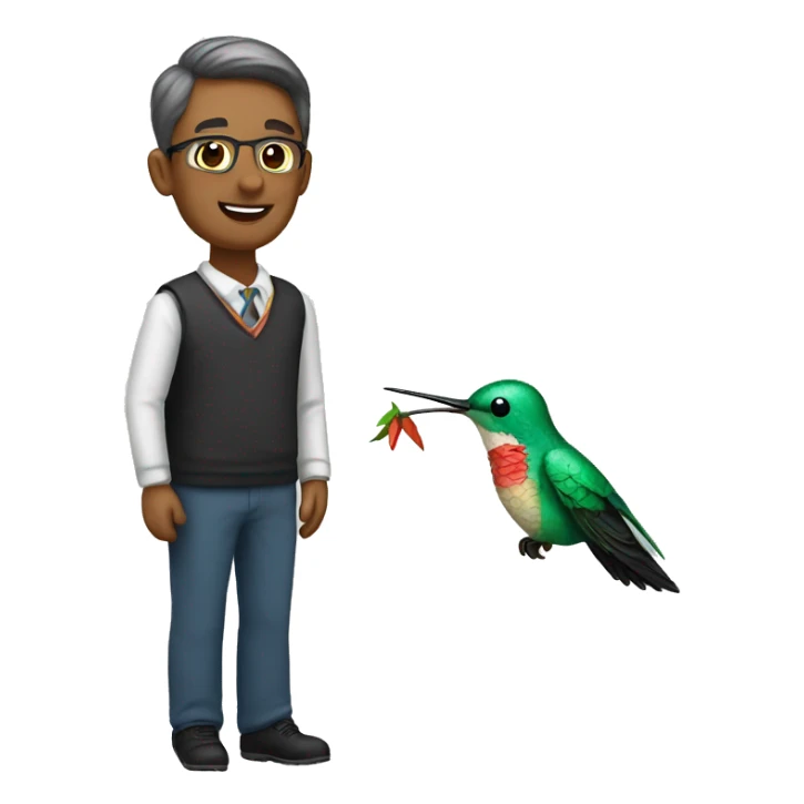 Teacher with hummingbird on shoulder sticker