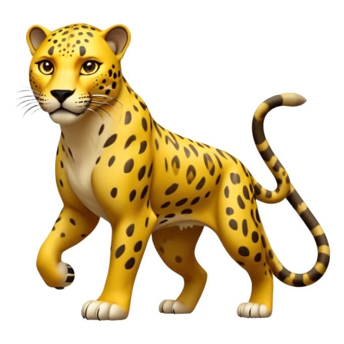 cinematic-jaguar-realistic-full-body-standing-emoji,-muscular-and-stealthy-frame-ready-to-pounce,-long-tail-curving-slightly,-head-tilted-dramatically,-sleek-yellow-fur-with-dark-rosettes,-piercing-yellow-eyes,-simplified-yet-realistic sticker