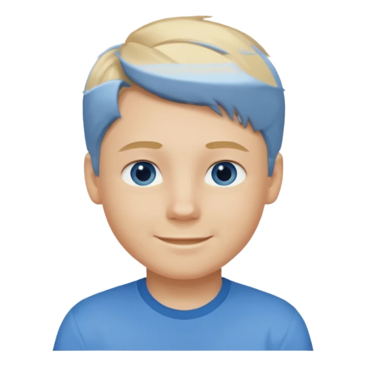 Blonde hair blue eyed boy wearing am sticker
