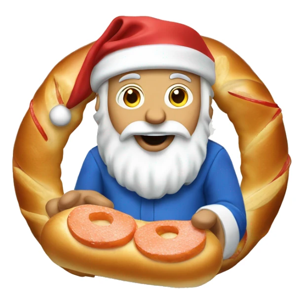 Jewish Santa eating a bagel with lox sticker