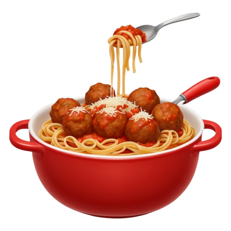pasta and meatballs and sauce in a bowl sticker