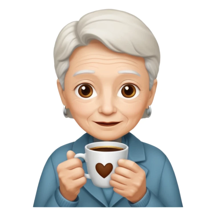 elderly, hold a cup of coffee sticker