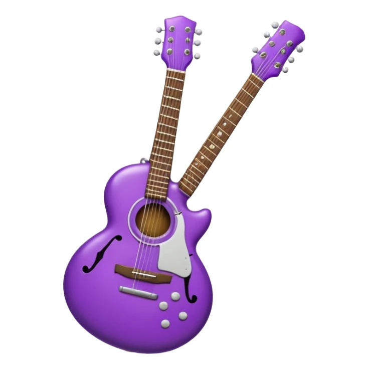 a purple Christmas ornament with a guitar sticker