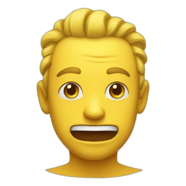 a yellow face holding in a luagh mouth closed eyebrows rusled and SLIGHTLY smileing sticker