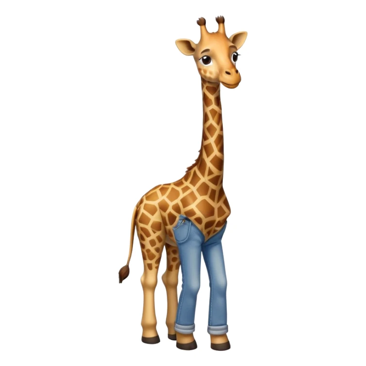 friendly anthropomorphised giraffe in jeans and t-shirt, walking upright sticker