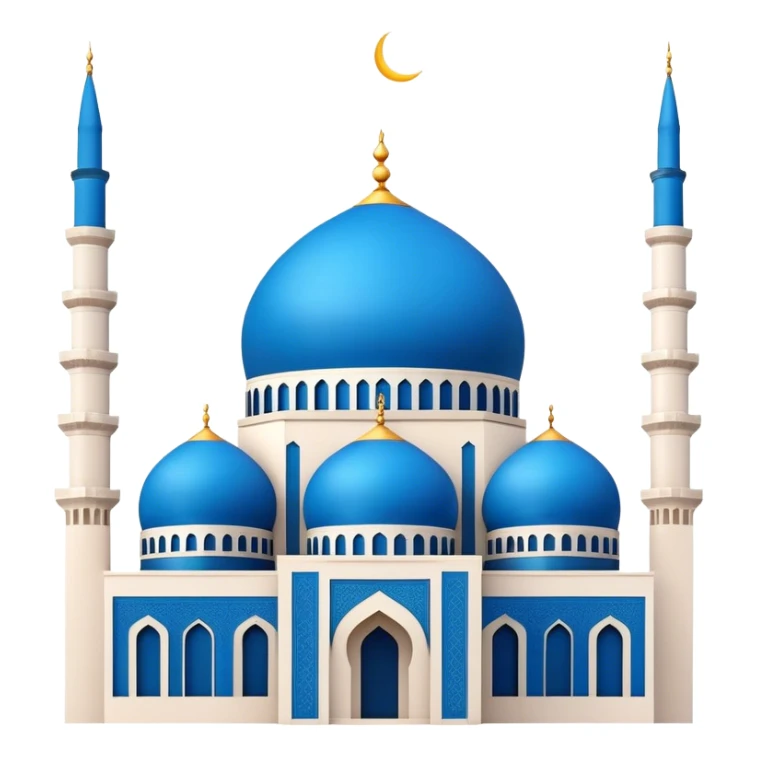 Realistic Mohammad Al-Amin Mosque Landmark Emoji, highlighting its striking blue dome, tall minarets, and elegant Arabic calligraphy. sticker
