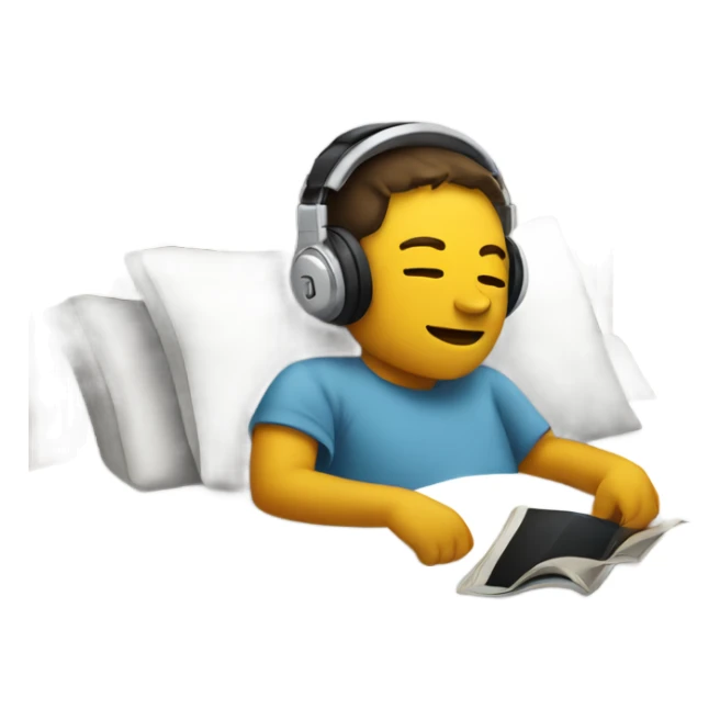 Listening to music in bed with headphones on sticker