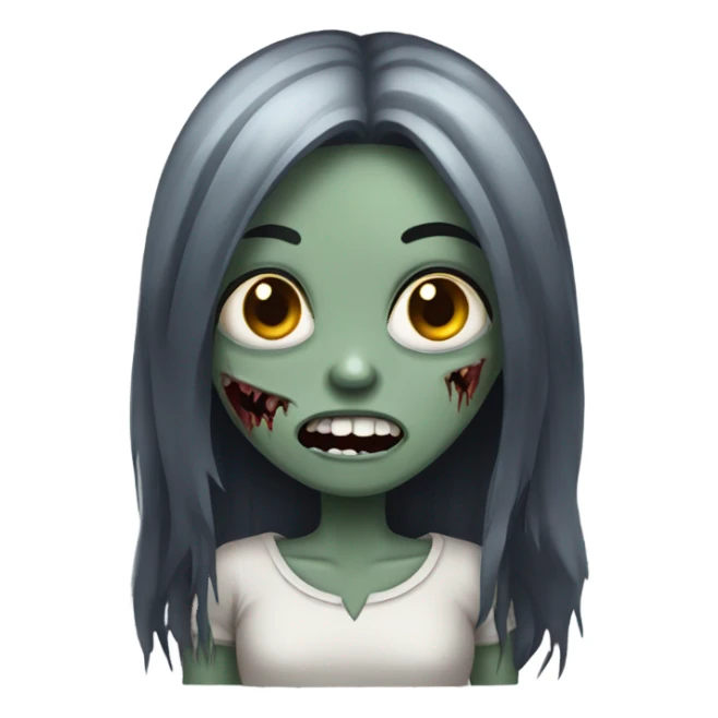 girl zombie with dark long hair with teeth sticker