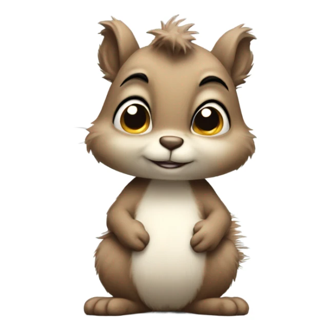 Sad squirrel: fluffy, teary eyes, drooping ears, bushy tail sticker