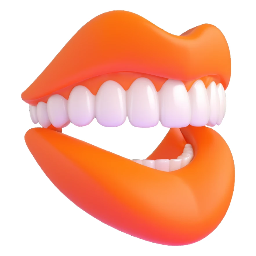 perfect smile with shiny white teeth, lips in vibrant orange color sticker