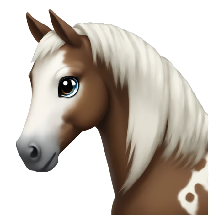 Brown and white spotted pony black hair and blue eyes  sticker